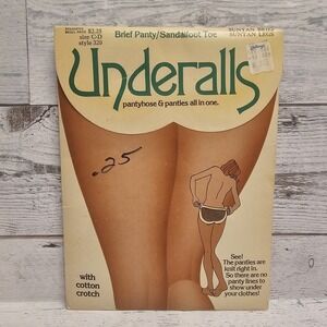 Vintage 1978 Underalls Pantyhose All In One Size C-D Sunran/Suntan Style 320 NEW